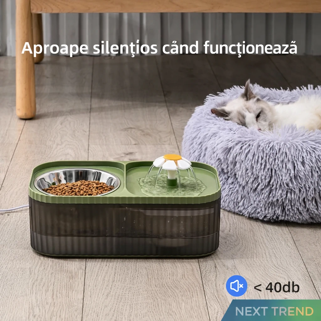 Fântână Apă Câini și Pisici 3L cu Filtru & Pompă Silențioasă + Bol Inox – Dispenser Automat Pet [3]