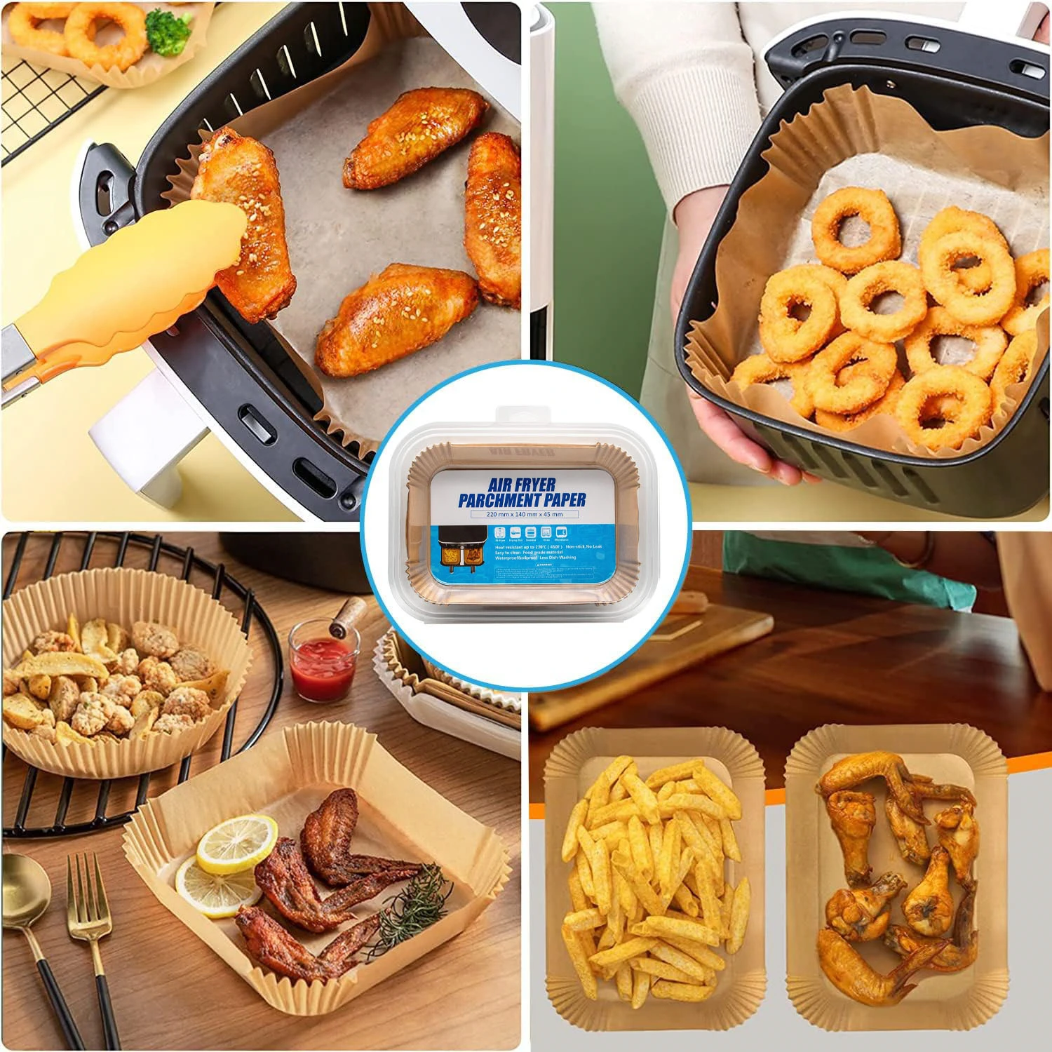 Hartie Copt pentru Air Fryer Ninja Dual Zone si Alte Modele cu Doua Zone 22 x 14 x 4.5 cm – NEXT TREND [2]