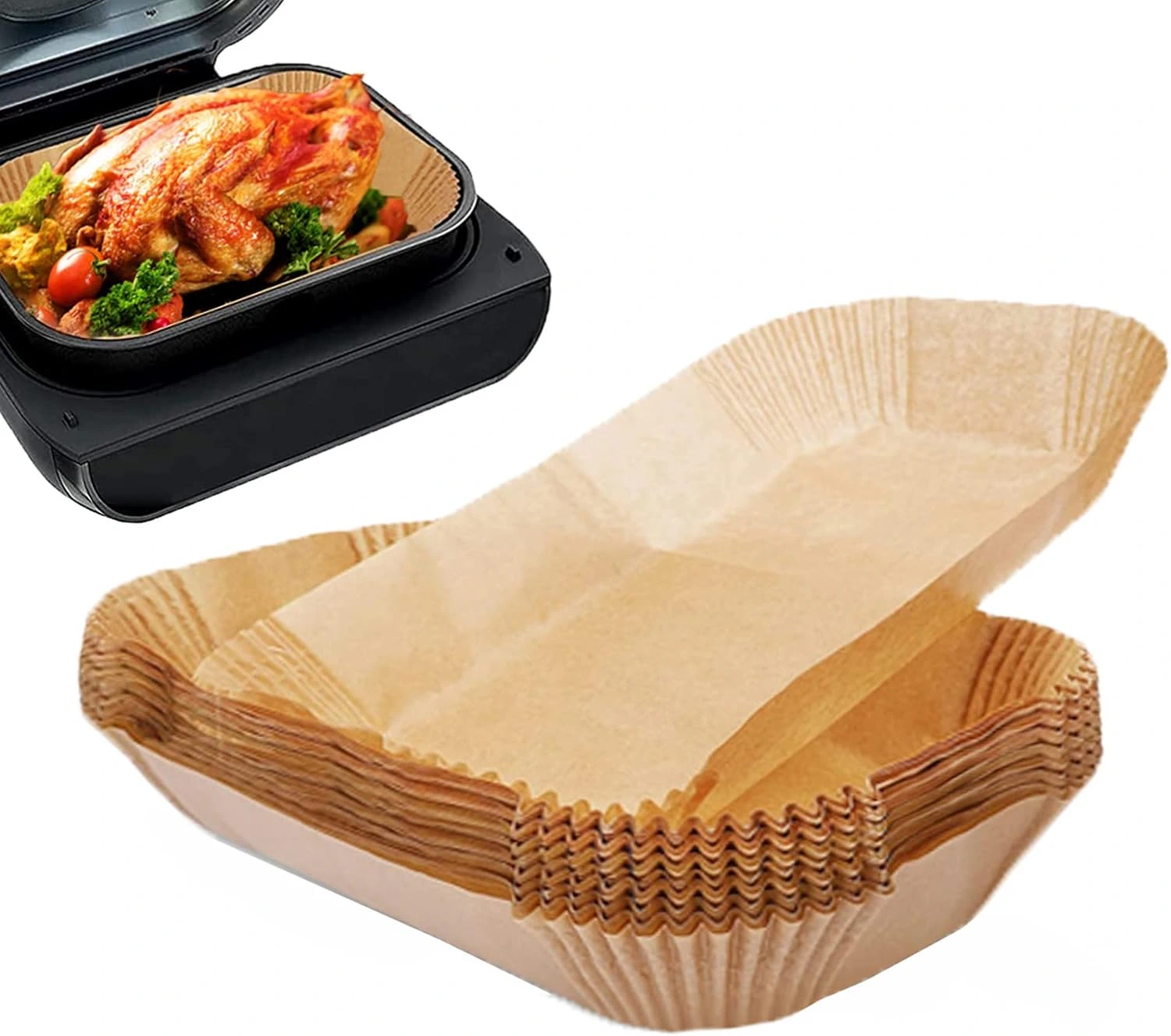 Hartie Copt pentru Air Fryer Ninja Dual Zone si Alte Modele cu Doua Zone 22 x 14 x 4.5 cm – NEXT TREND [4]