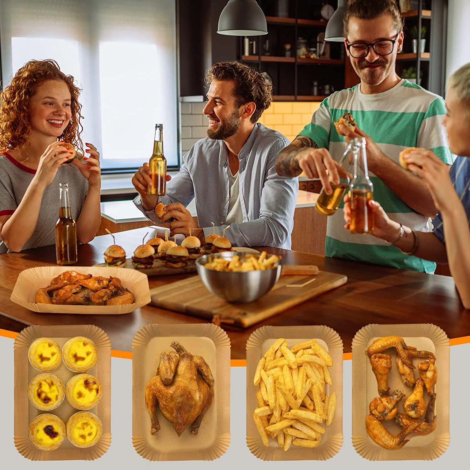 Hartie Copt pentru Air Fryer Ninja Dual Zone si Alte Modele cu Doua Zone 22 x 14 x 4.5 cm – NEXT TREND [5]