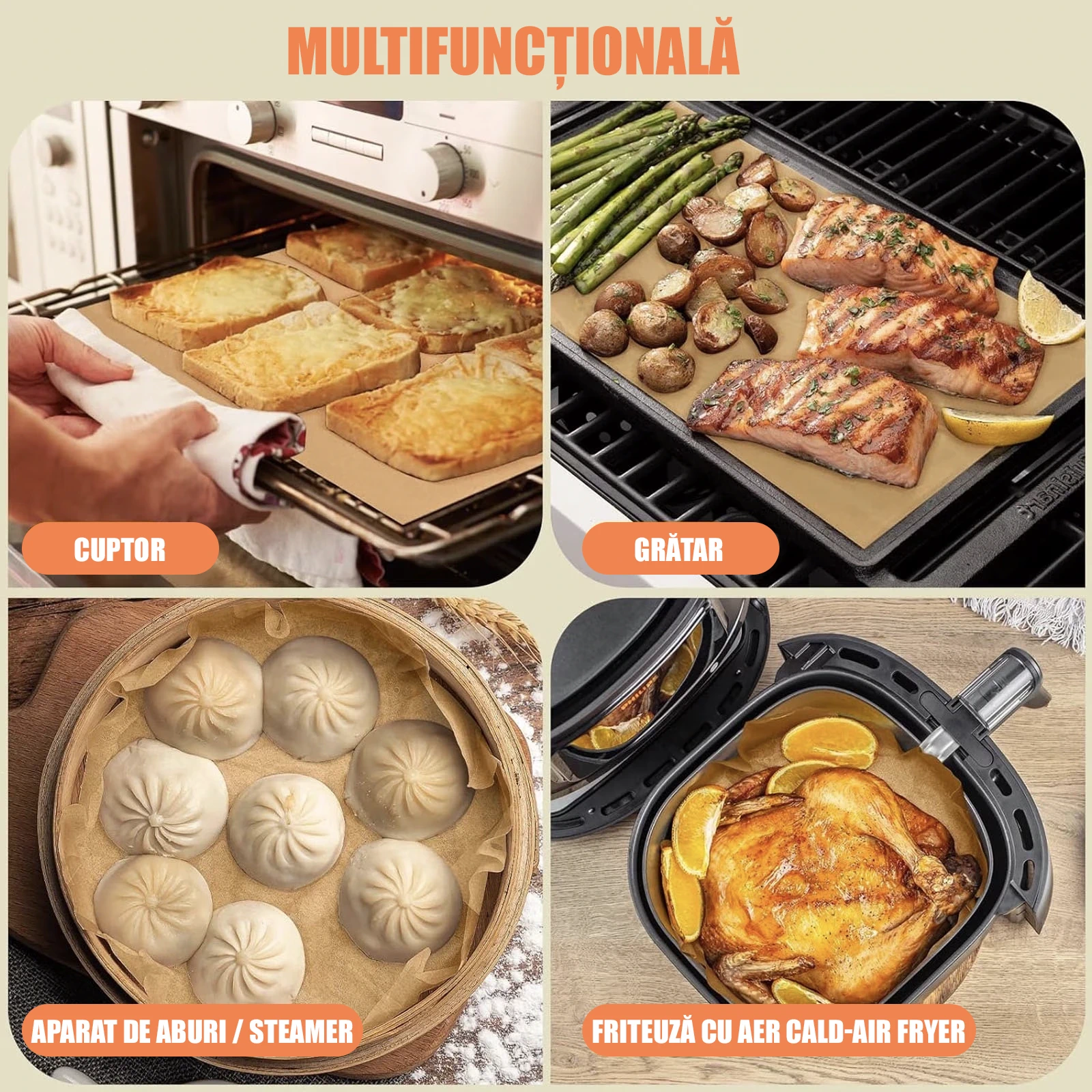 Hârtie de copt antiaderentă 40x40 cm – 50 bucăți, rezistentă la căldură, ideală pentru coacere fără grăsime [5]