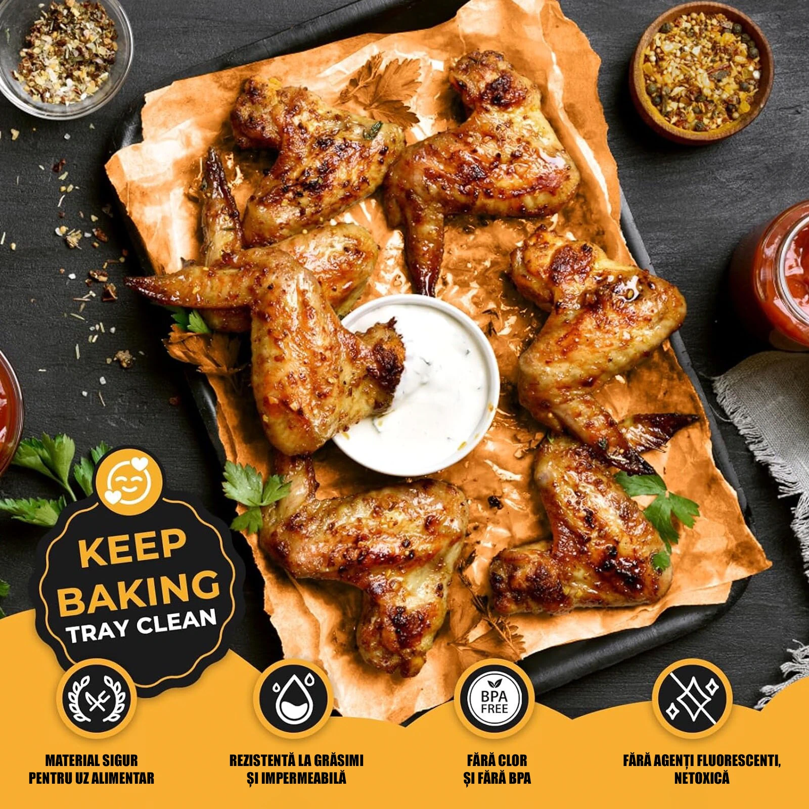 Hârtie de copt antiaderentă 40x40 cm – 50 bucăți, rezistentă la căldură, ideală pentru coacere fără grăsime [2]