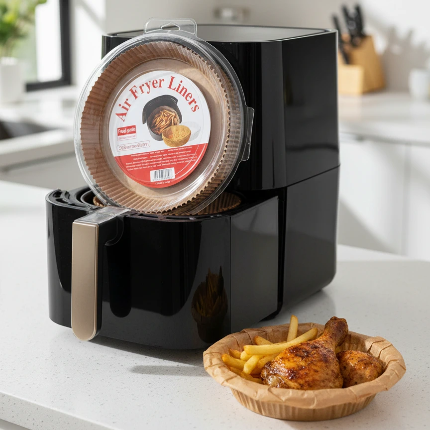 Hârtie de Copt pentru Air Fryer Rotundă 20 cm, Margini 4.5 cm, Antiaderentă [3]