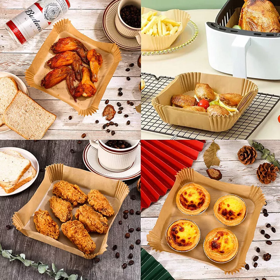 Hartie de Copt AirFryer 20x20cm patrat – Set 100 Buc, Gatit Sanatos si Fara Efort [3]