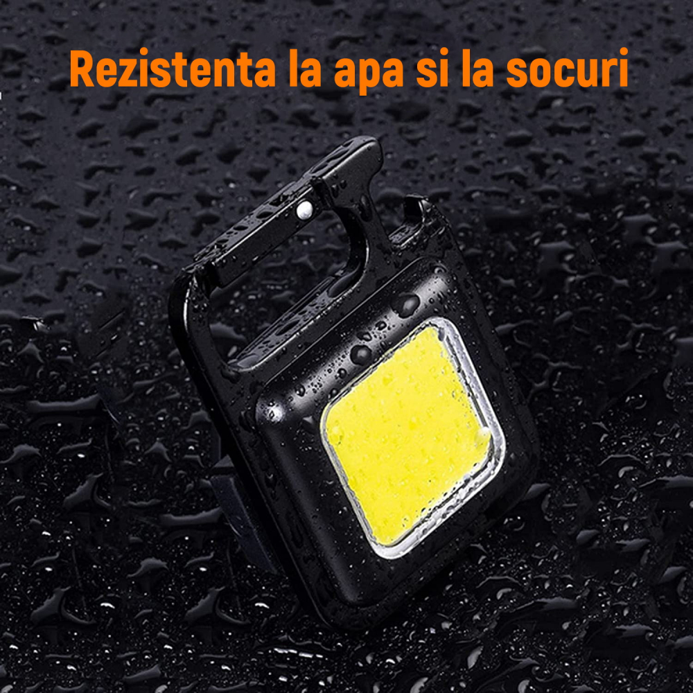 Mini Lanterna Ultra Compacta Metalica Tip Breloc NextTrend - Reincarcabila, LED COB, Ultra Compacta, 3 Moduri de Iluminare, Magnet, Carabina si Desfacator de Sticle [9]