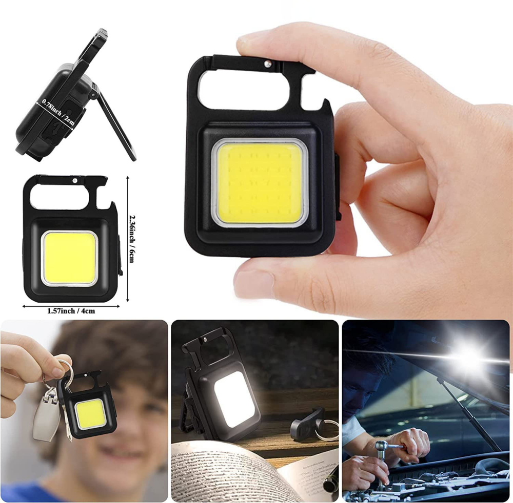 Mini Lanterna Ultra Compacta Metalica Tip Breloc NextTrend - Reincarcabila, LED COB, Ultra Compacta, 3 Moduri de Iluminare, Magnet, Carabina si Desfacator de Sticle [5]