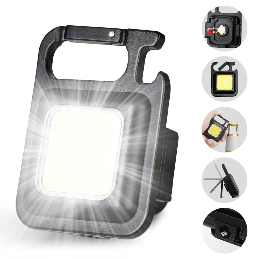 Mini Lanterna Ultra Compacta Metalica Tip Breloc NextTrend - Reincarcabila, LED COB, Ultra Compacta, 3 Moduri de Iluminare, Magnet, Carabina si Desfacator de Sticle [2]