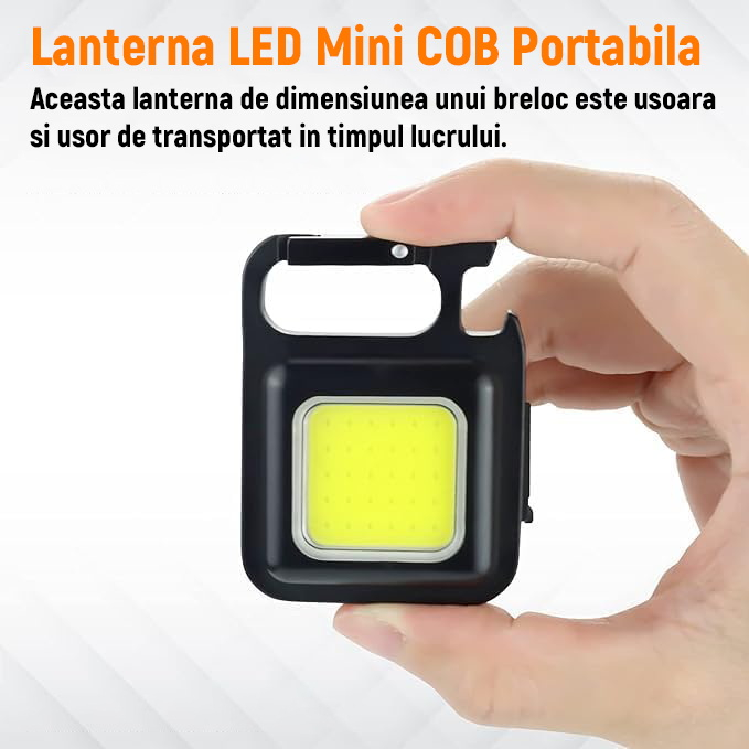 Mini Lanterna Ultra Compacta Metalica Tip Breloc NextTrend - Reincarcabila, LED COB, Ultra Compacta, 3 Moduri de Iluminare, Magnet, Carabina si Desfacator de Sticle [3]