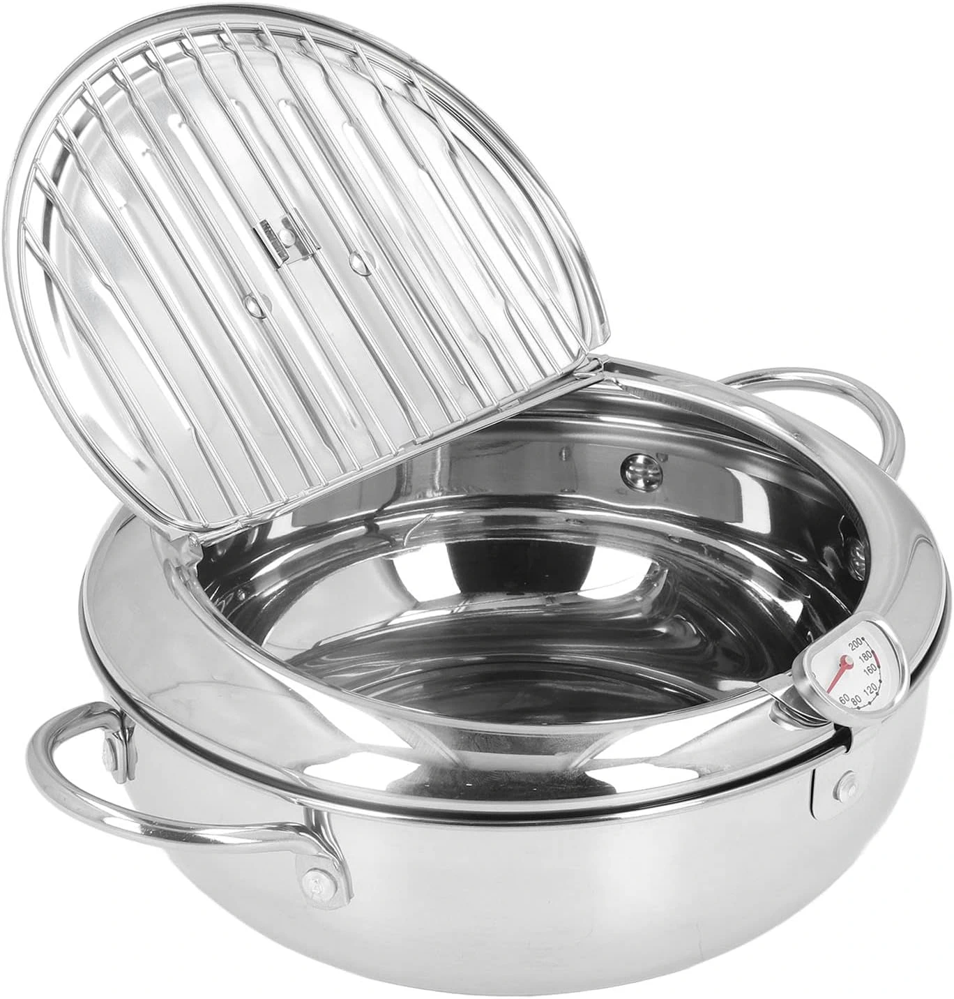 Oala de prajit Next Trend 4.2L - Friteuza japoneza din otel inoxidabil cu termometru si scurgere ulei, ideala pentru tempura, cartofi prajiti, pui, peste, snitel [7]