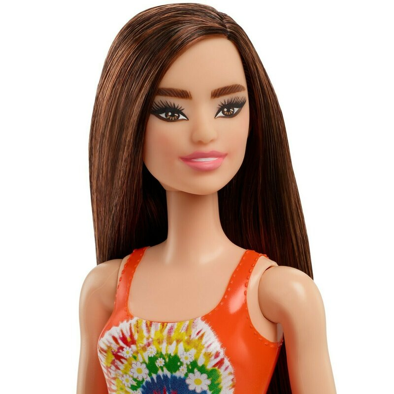 Papusa Barbie - O Zi la Plaja cu Costum de Baie Portocaliu - Jucarie Ideala pentru Fetite [3]