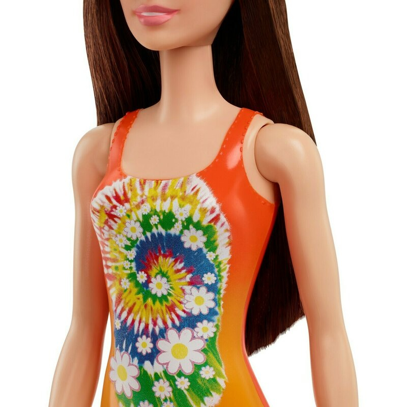 Papusa Barbie - O Zi la Plaja cu Costum de Baie Portocaliu - Jucarie Ideala pentru Fetite [4]
