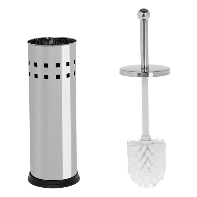 Perie WC Design Modern Metalica Argintie cu Efect de Oglinda - 39 cm [1]
