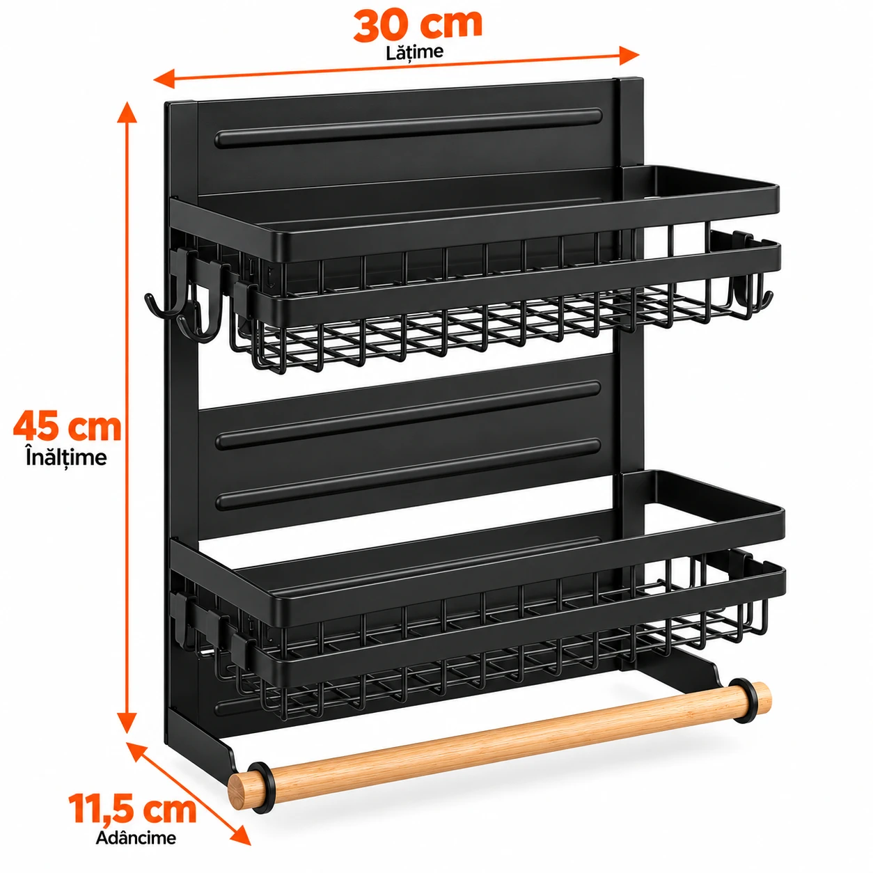 Raft magnetic pentru frigider Next Trend, 2 niveluri, negru [5]