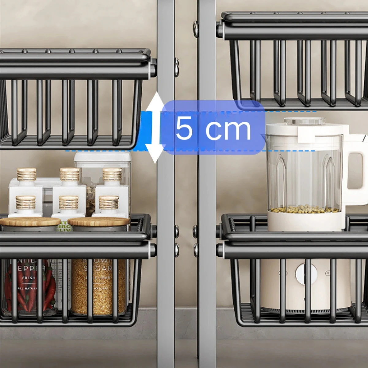 Raft metalic extensibil sub chiuveta negru 4 cosuri [10]