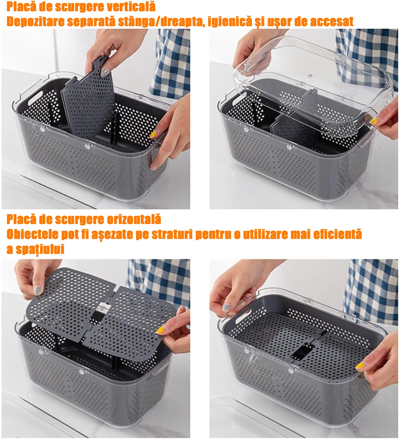 Răzătoare Legume Multifuncțional 22-în-1 cu 13 Lame Inox, Mandolină Reglabilă, Coș Scurgere și Recipient Depozitare [3]