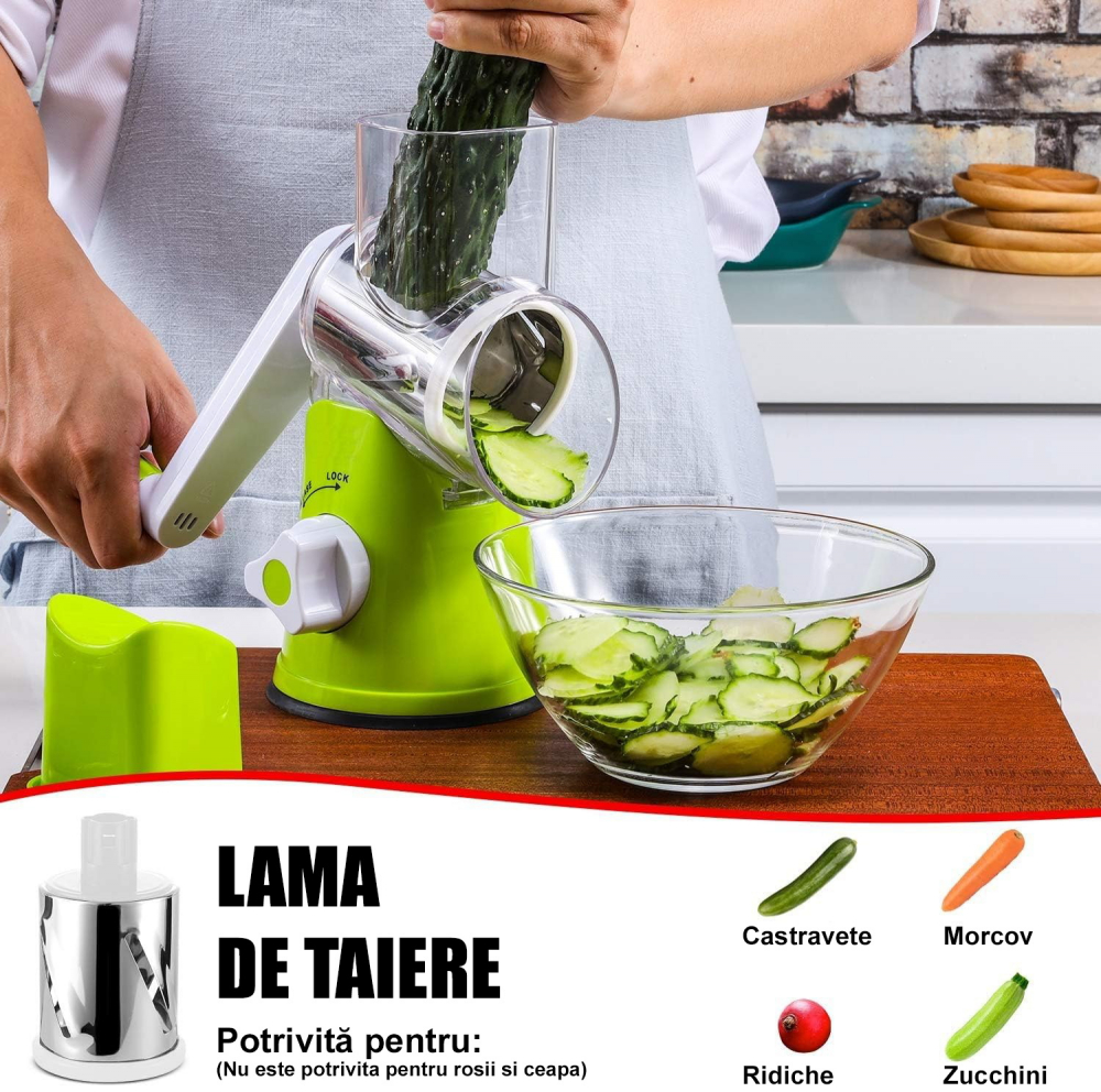 Razatoare manuala Multifunctionala Rotativa 3 in 1, Next Trend, Usor de Curatat, Ideala pentru Fructe, Legume Branza si Nuci [4]