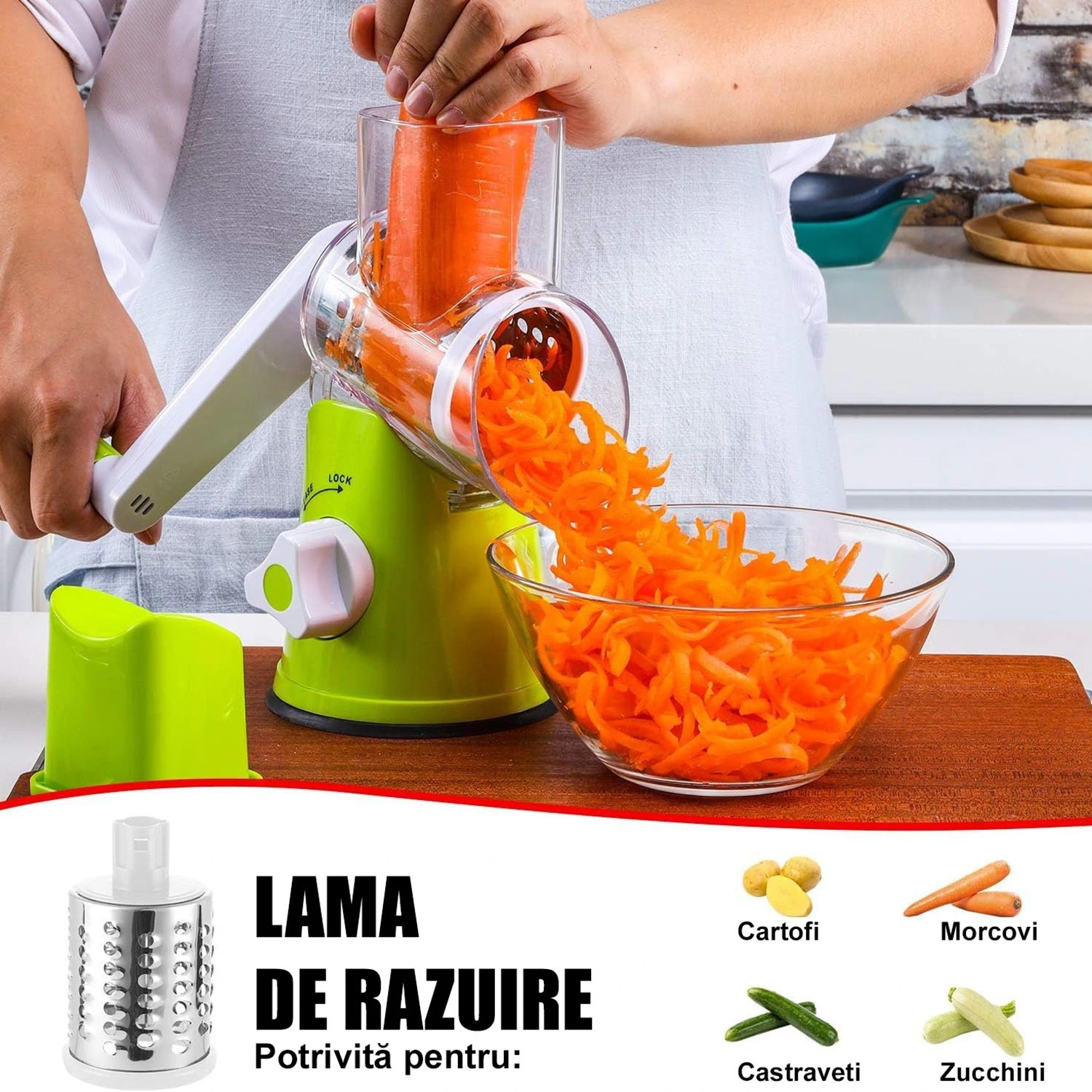 Razatoare Manuala Multifunctionala Rotativa 3 in 1 Verde [5]