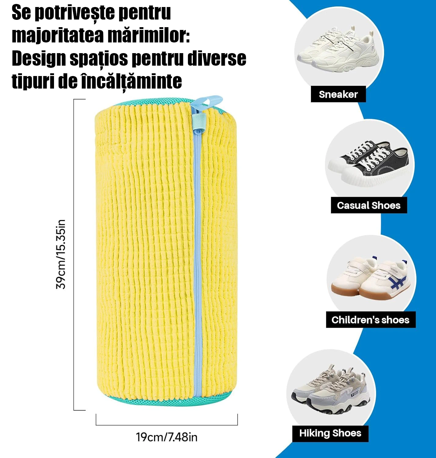 Sac pentru Spălat Încălțăminte NEXT TREND – Protecție Pantofi, Fibră Moale, Fermoar Premium, 39x19 cm [5]