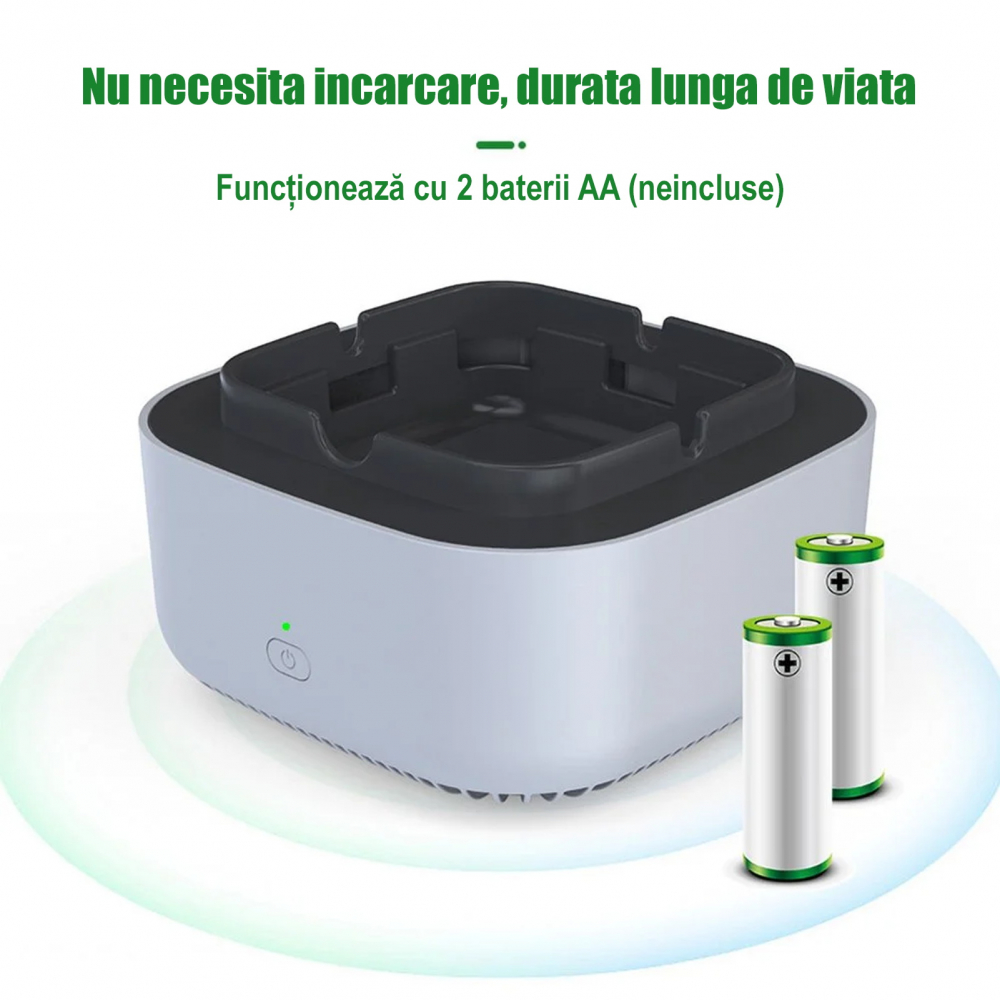 Scrumiera Electrica cu Aspiratie Directa si Purificator de Aer cu Ioni Negativi - Elimina Fumul si Mirosurile pentru Casa, Birou si Masina, Functioneaza cu Baterii [4]