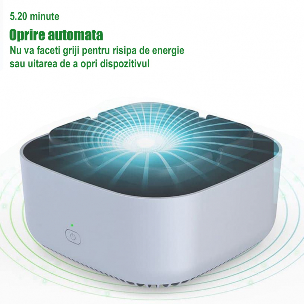 Scrumiera Electrica cu Aspiratie Directa si Purificator de Aer cu Ioni Negativi - Elimina Fumul si Mirosurile pentru Casa, Birou si Masina, Functioneaza cu Baterii [5]