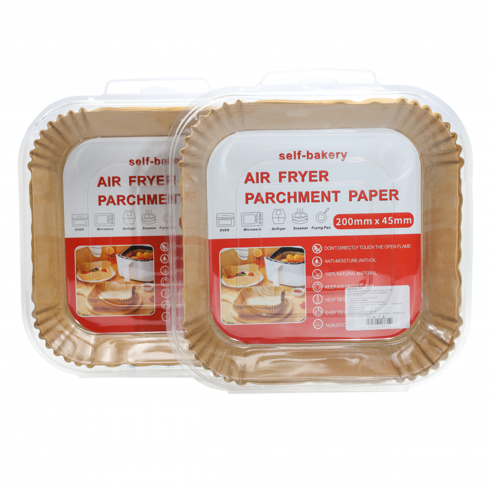Set 2 x 50 Hartii de copt pentru Air fryer, Termorezistent, Next Trend, in suport de plastic cu capac  20 x 20 x 4.5 cm, patrat [1]