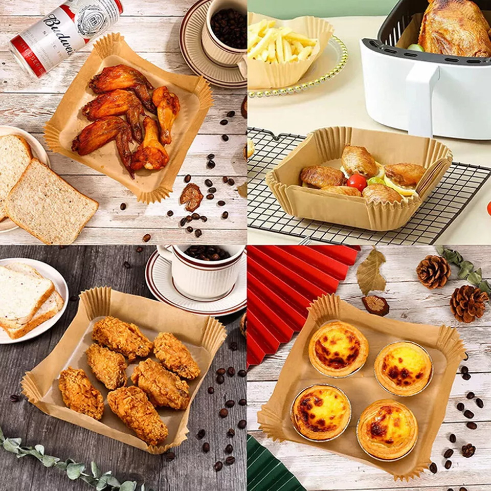 Set 2 x 50 Hartii de copt pentru Air fryer, Termorezistent, Next Trend, in suport de plastic cu capac  20 x 20 x 4.5 cm, patrat [7]
