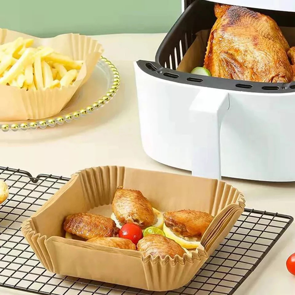 Set 2 x 50 Hartii de copt pentru Air fryer, Termorezistent, Next Trend, in suport de plastic cu capac  20 x 20 x 4.5 cm, patrat [6]