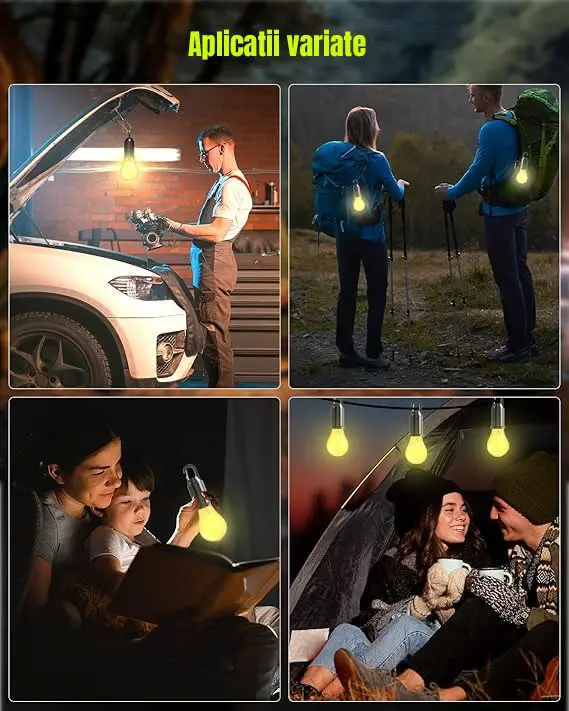 Set 3 Becuri LED portabile cu acumulator USB pentru camping [6]