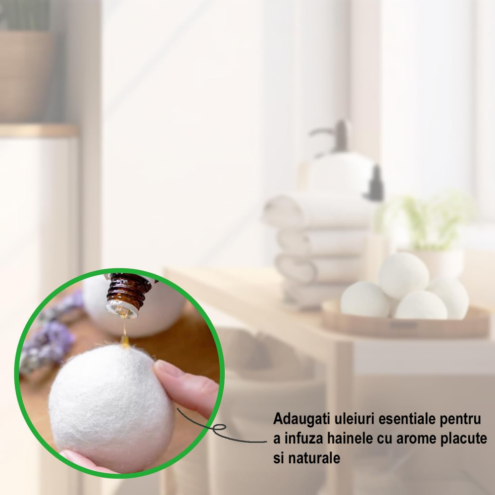 Set 3 Bile din Lana Anti - Sifonare si Aromaterapie pentru Masina de Spalat si Uscator, Next Trend, Ø6cm [5]