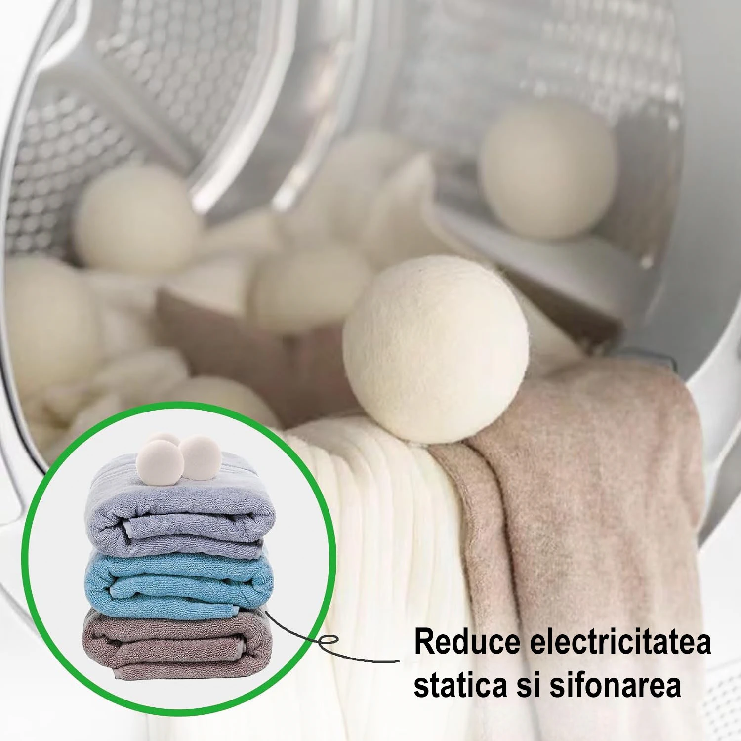 Set 3 bile din lana naturala pentru uscator [4]