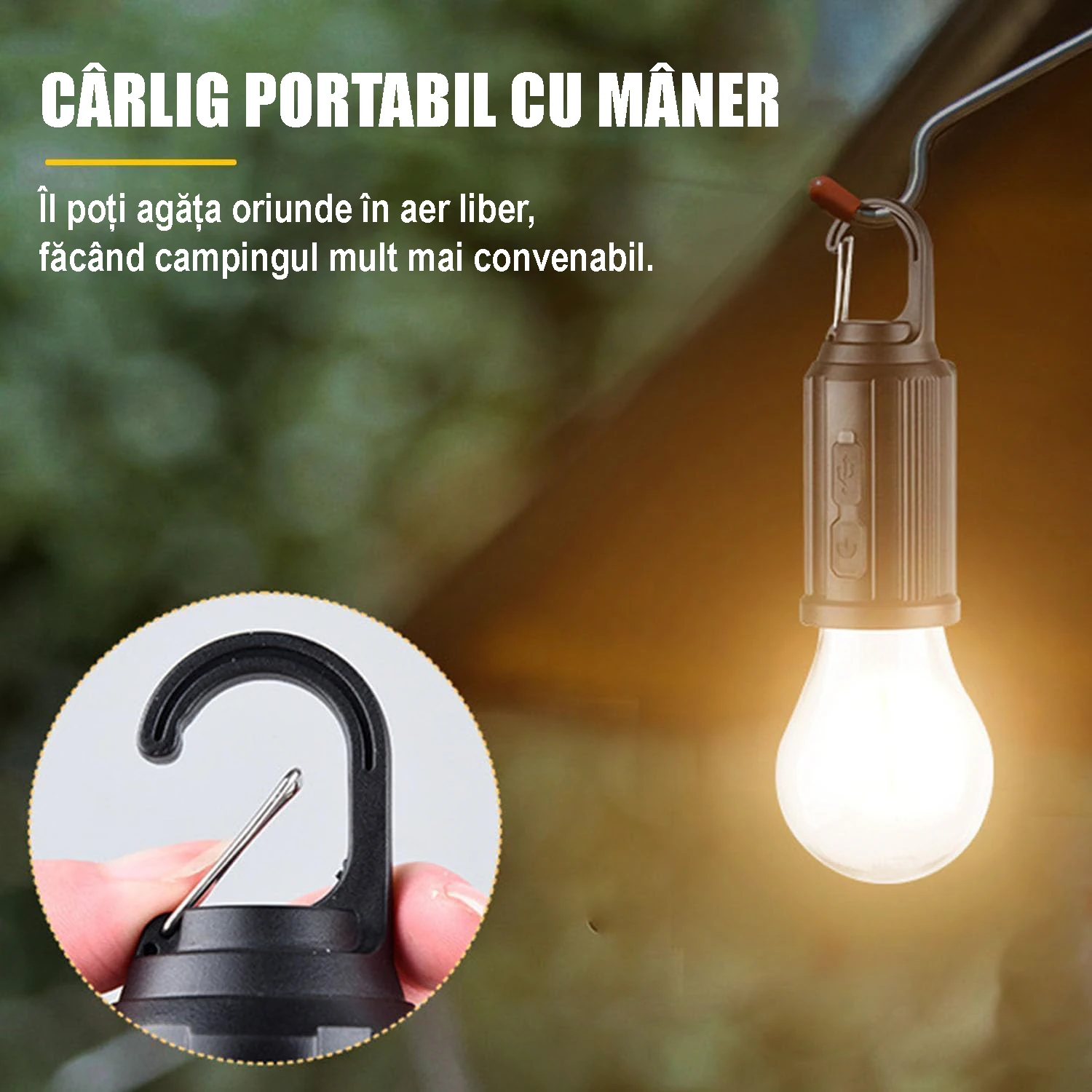 Set 3 Lămpi LED Solare Camping Reîncărcabile USB – Becuri Portabile cu Agățătoare pentru Cort, Drumeții și Exterior [2]