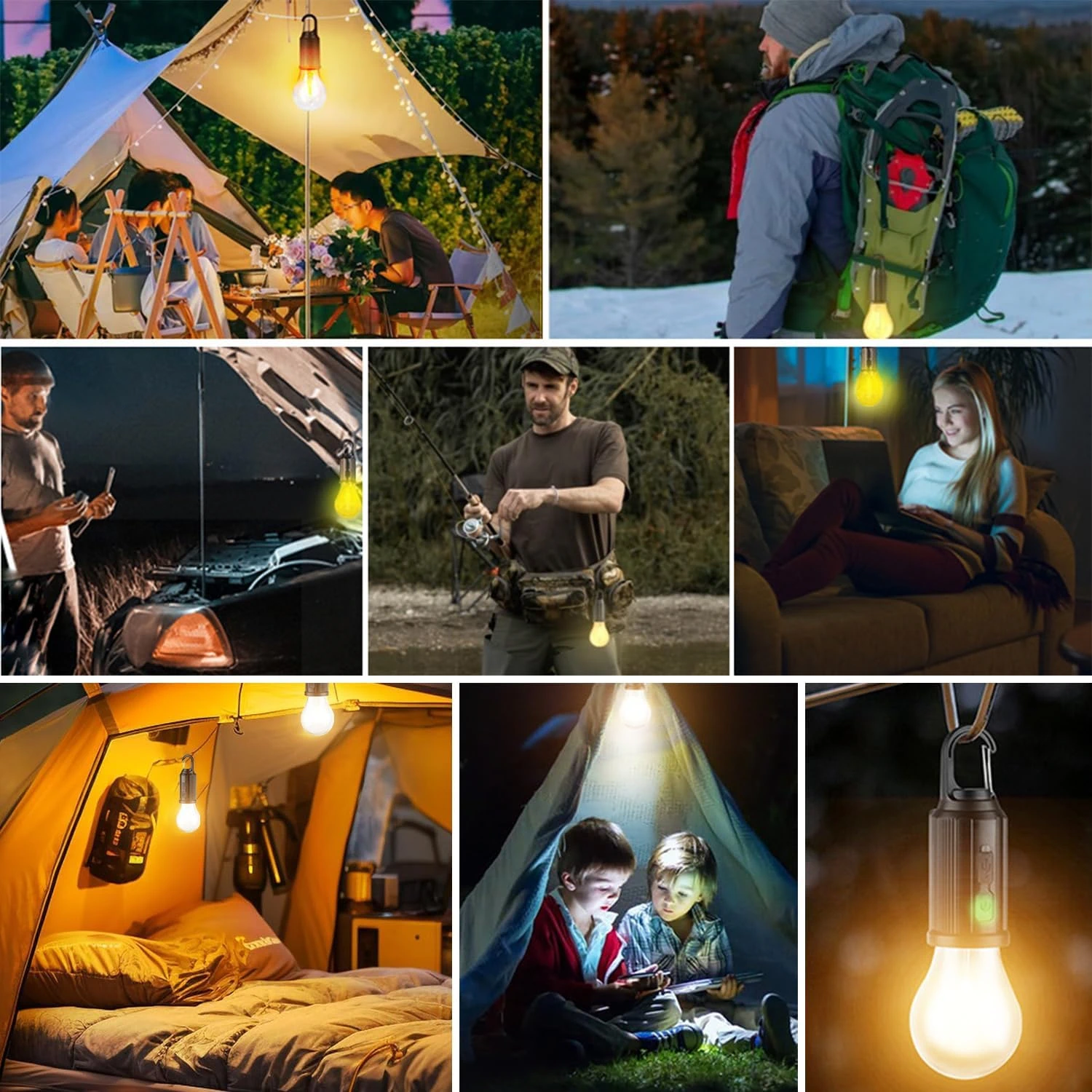 Set 3 Lămpi LED Solare Camping Reîncărcabile USB – Becuri Portabile cu Agățătoare pentru Cort, Drumeții și Exterior [5]