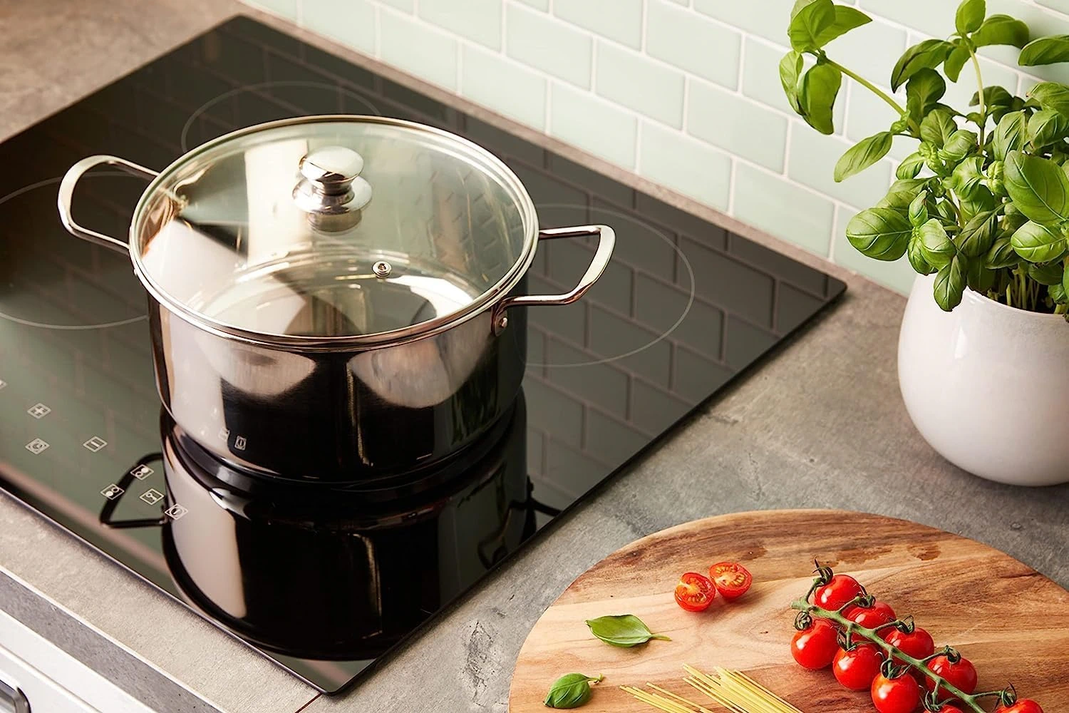 Set 3 Oale Inox cu Capac din Sticla - Fund 5 straturi, 2.3L, 3.2L, 4.2L - Durabilitate si Eficienta [2]