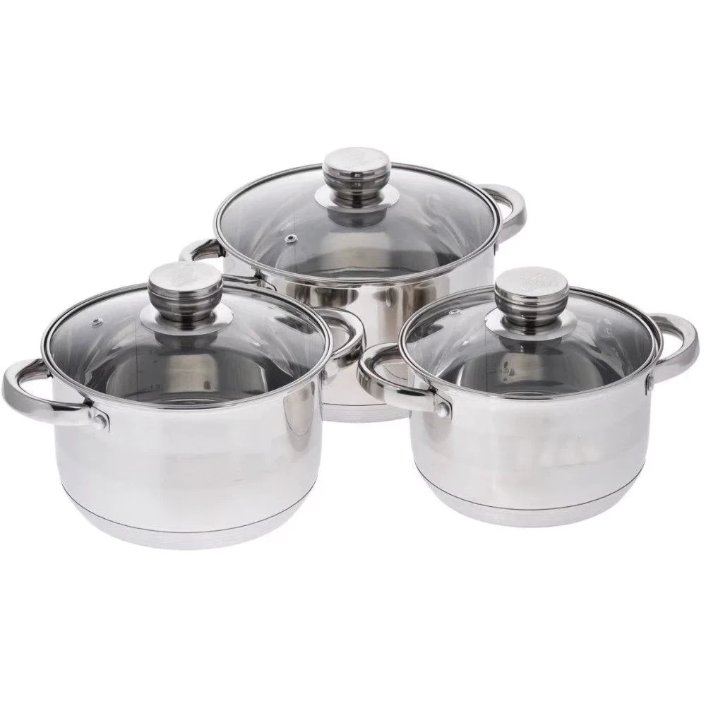 Set 3 Oale Inox cu Capac din Sticla - Fund 5 straturi, 2.3L, 3.2L, 4.2L - Durabilitate si Eficienta [7]