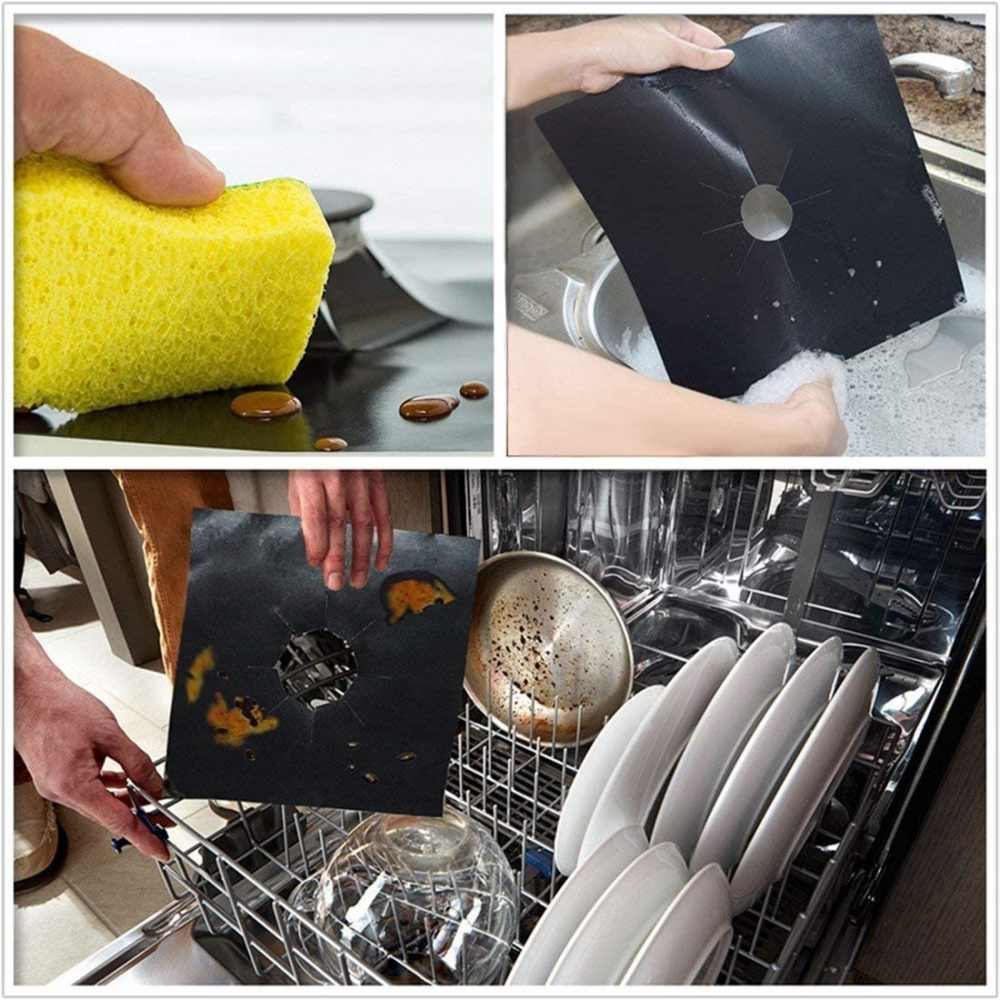 Set 4 Folii Protectie pentru Aragaz / Plita, Usor de spalat, Reutilizabile, din Teflon si Fibra de sticla [9]