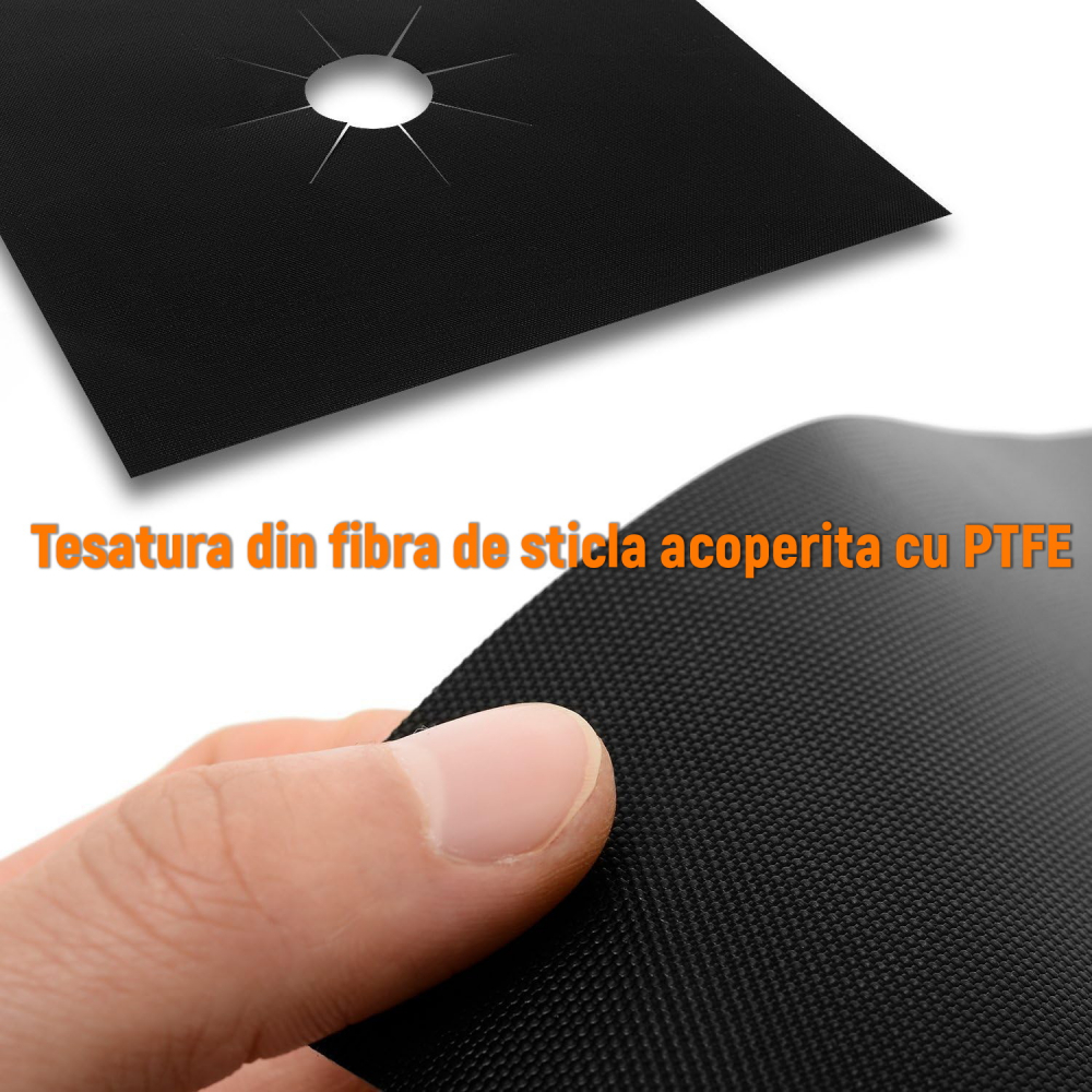 Set 4 Folii Protectie pentru Aragaz / Plita, Usor de spalat, Reutilizabile, din Teflon si Fibra de sticla [6]