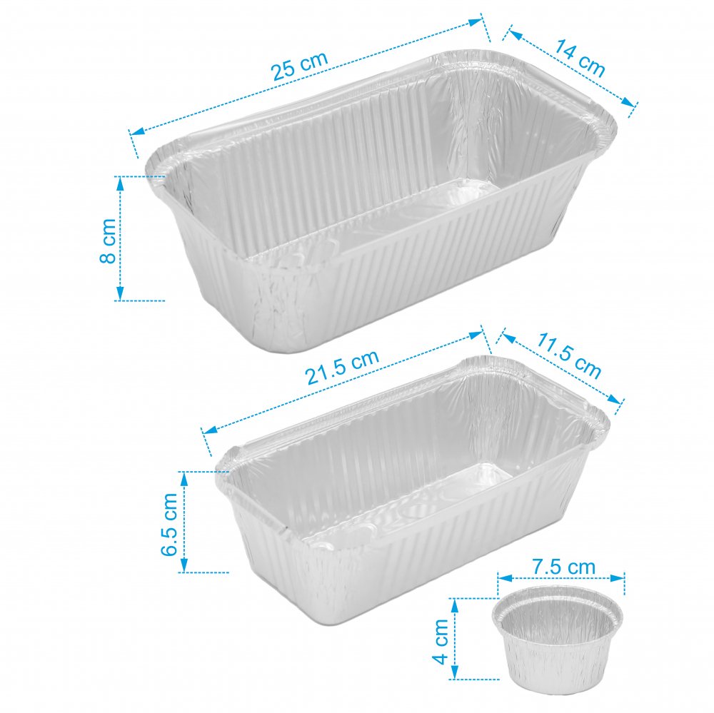 Set 40 Forme de copt aluminiu, Unica folosinta: Tava cozonac, paine - 10 buc, Tava chec - 10 buc, Forma briose, mini-tarte - 20 buc, Gatire rapida si uniforma [7]