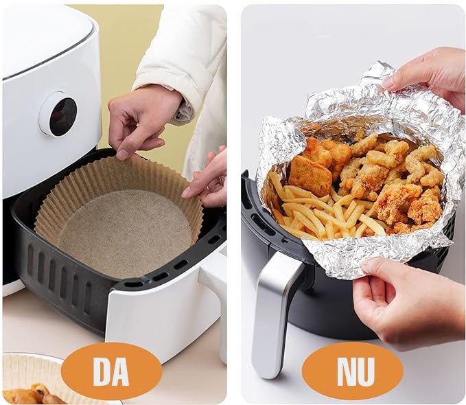 Set 50 hartii de copt pentru air fryer, Termorezistent, in suport de plastic cu capac  16 x 4.5 cm, rotund [3]