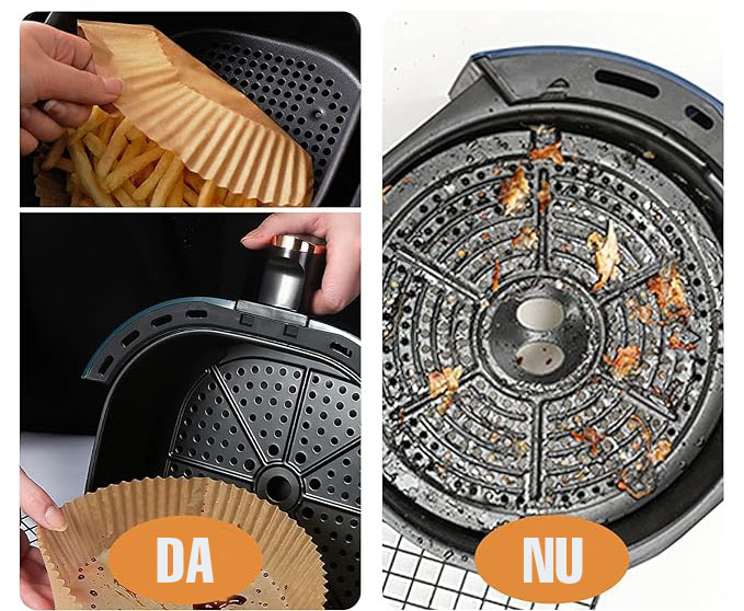 Set 50 hartii de copt pentru air fryer, Termorezistent, in suport de plastic cu capac  16 x 4.5 cm, rotund [2]
