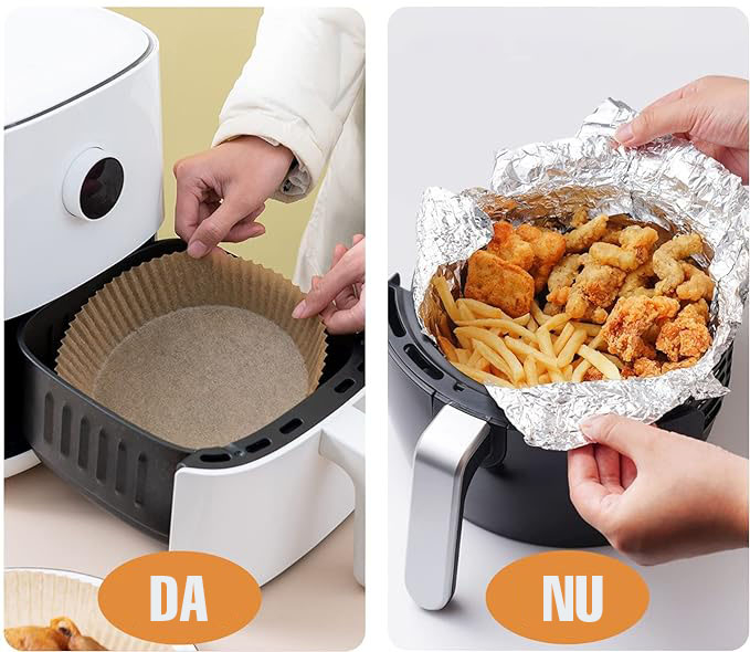 Set 100 hartii de copt pentru air fryer, Termorezistent, in suport de plastic cu capac  20 x 4.5 cm, rotund [4]