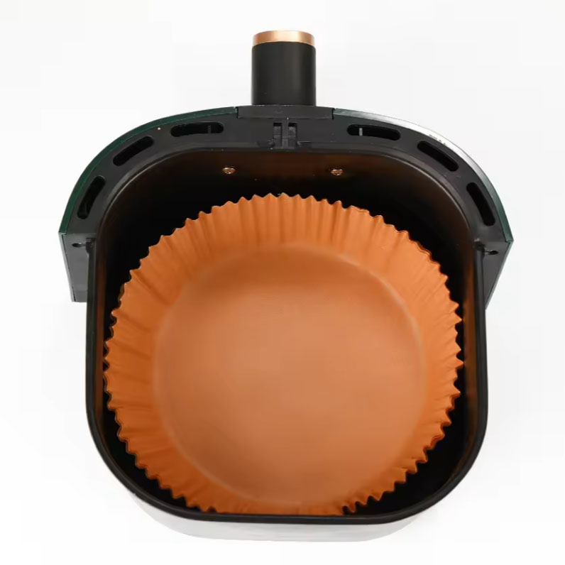 Set 100 hartii de copt pentru air fryer, Termorezistent, in suport de plastic cu capac  20 x 4.5 cm, rotund [5]