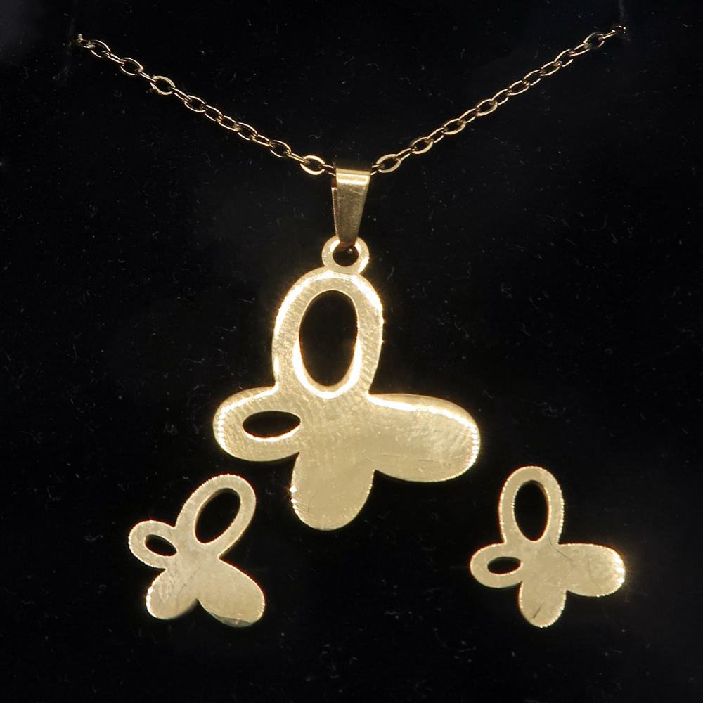 Set Bijuterii Colier si Cercei cu Pandantiv Fluture Otel inoxidabil Auriu – Eleganta si Semnificatie, Cutie eleganta cadou [4]