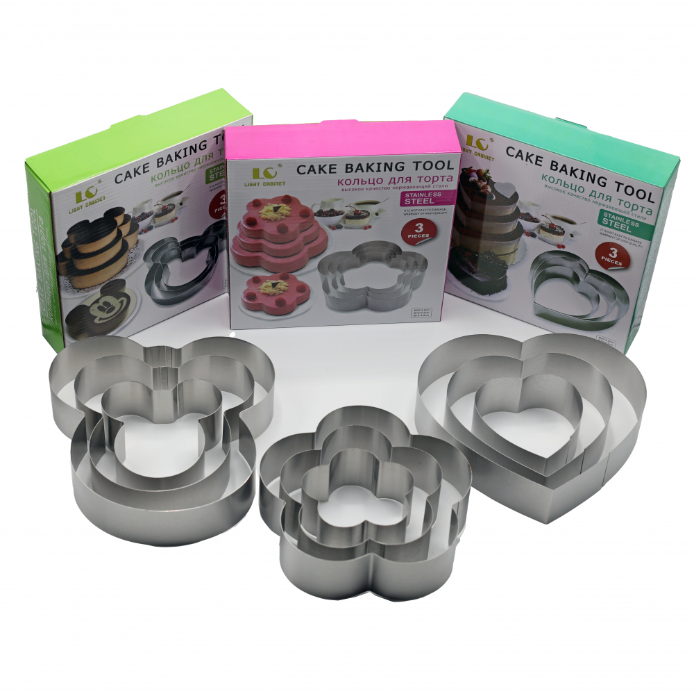 Set Forme Tort Inox - 3 Modele Festive (Mickey Mouse, Inima, Floare) - 9 Dimensiuni [2]