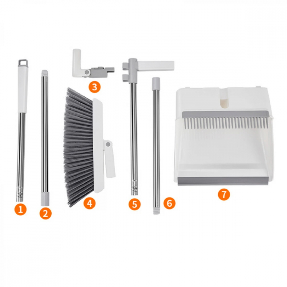 Set Matura si Faras Pliabil cu Coada Inox si Peri Moi de 7.5 cm, Alb – Curatenie Eficienta si Depozitare Usoara, Next Trend [4]
