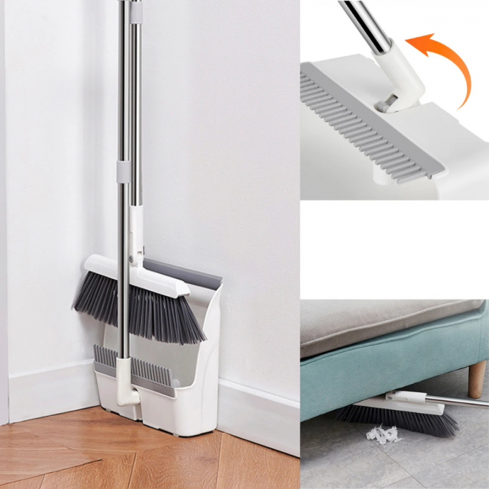 Set Matura si Faras Pliabil cu Coada Inox si Peri Moi de 7.5 cm, Alb – Curatenie Eficienta si Depozitare Usoara, Next Trend [9]