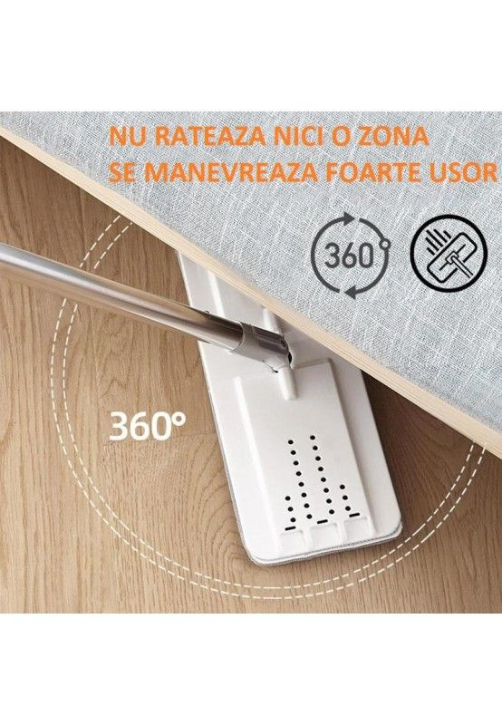Set Mop cu Microfibra si Galeata cu 2 Cuve – Curatare Eficienta si Rapida, 2 lavete pentru mop incluse [5]