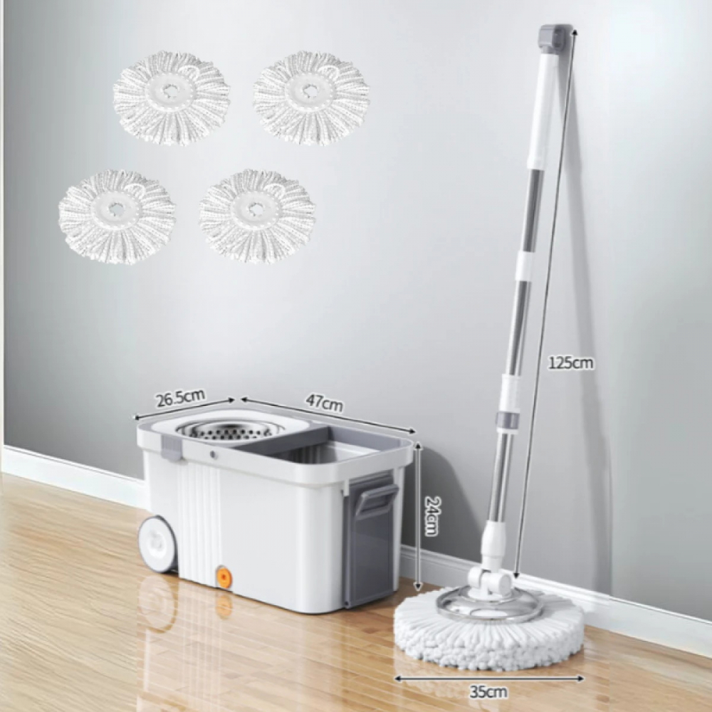 Set Mop Rotativ 360° cu Galeata Centrifuga din Inox - 4 Rezerve, Next Trend [8]