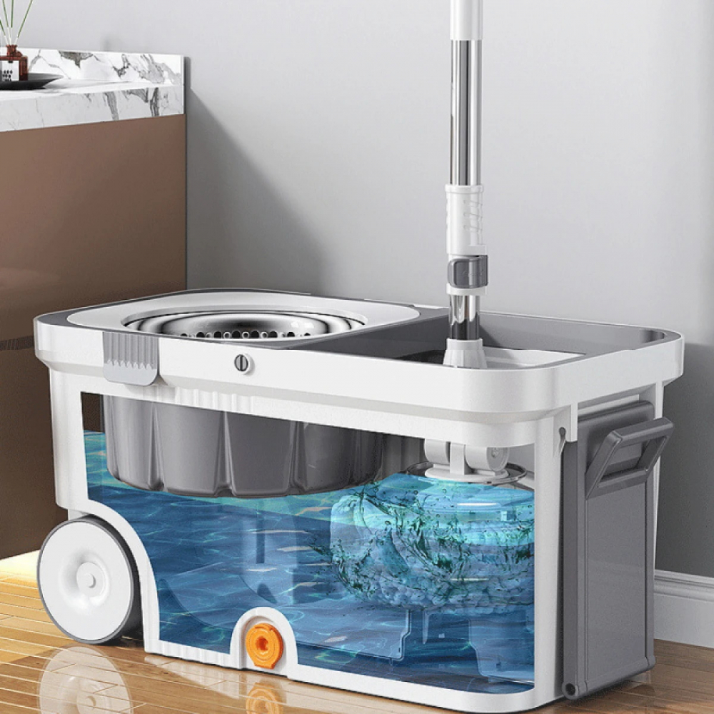 Set Mop Rotativ 360° cu Galeata Centrifuga din Inox - 4 Rezerve, Next Trend [3]