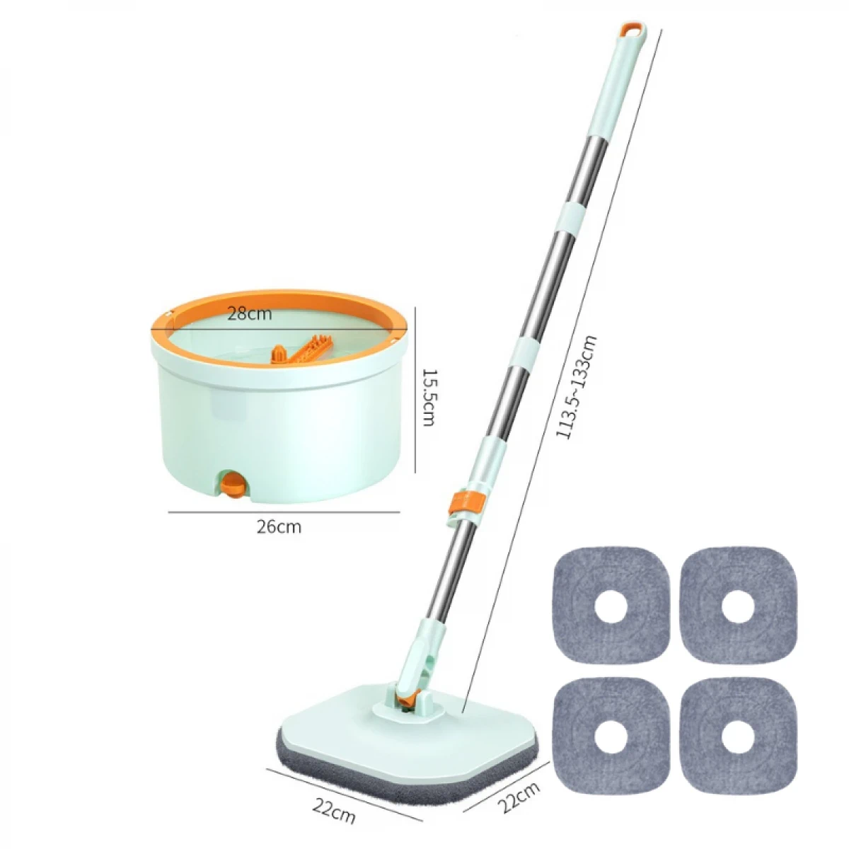 Set Mop Rotativ 360° cu Găleată Centrifugă, Separare Apă Curată/Murdară, Evacuare, 4 Rezerve Microfibră [7]