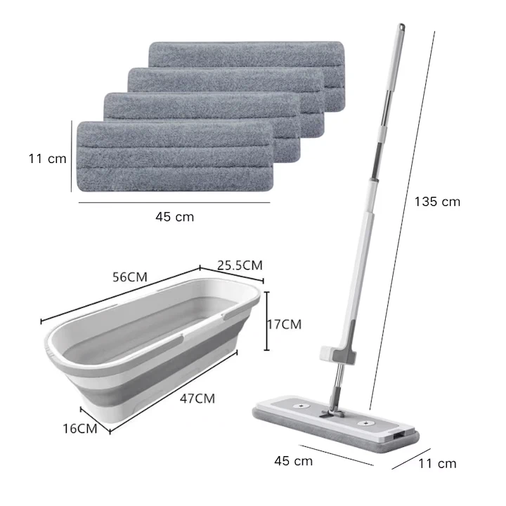 Set Mop Rotativ cu 4 Lavete Microfibra si Galeata Pliabila 8L – Curatare Eficienta & Multifunctionala [5]